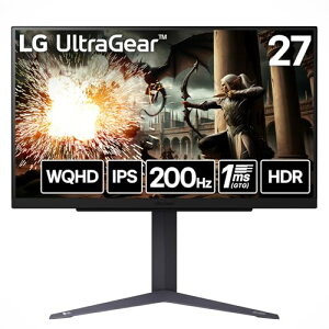 LG �Q�[�~���O���j�^�[ LG UltraGear 27GS75Q-B 27.0�C���`/WQHD(2560×1440) /�A���`�O���A/180Hz�i�I�[�o�[�N���b�N�� 200Hz�j/IPS 1ms�iGTG�j/FreeSync? /G-Sync Compatible/HDR10/HDMI�ADisplayPort/���@�\�X�^���h/�`���g
