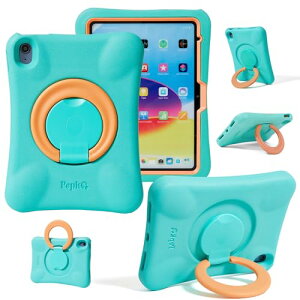 NLR FUN �L�b�Y�p iPad �P�[�X�AiPad 11�C���` A16 (2025) / 10.9�C���` ��10���� (2022) �p�̏Ռ��z���J�o�[�A�y�ʃt���{�f�B�ی�P�[�X�A�܂肽���݃n���h��/�X�^���h�t�� (�~���g+�I�����W)