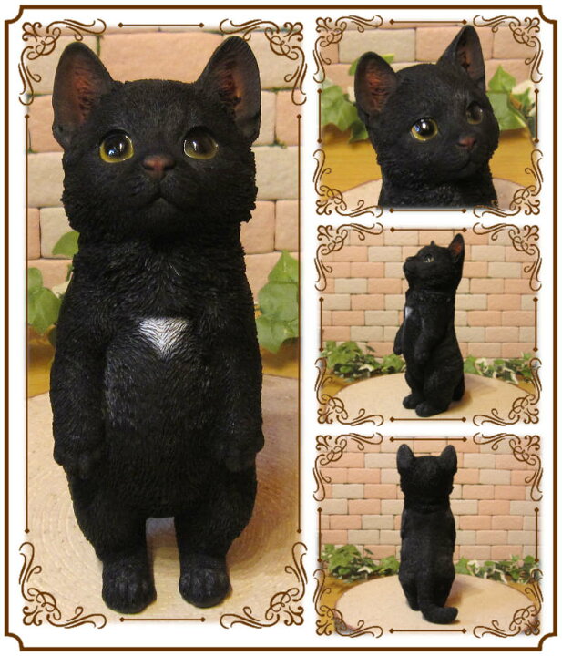 楽天市場】猫 置物 リアル 黒猫 クロネコ くろねこ キャット リアルな  