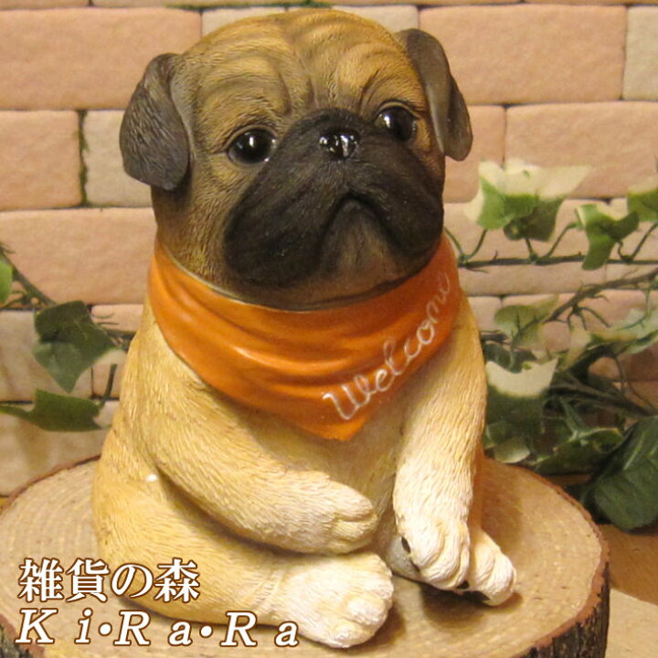 楽天市場】犬の置物 パグ バンダナ ワンちゃん いぬ オブジェ リアル 