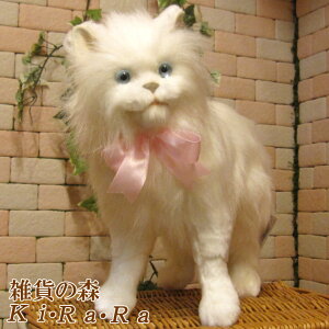 猫 置物 リアルな猫のぬいぐるみ ホワイト キャット 動物 アニマル オブジェ 雑貨 フィギュア モチーフ インテリア 玄関 癒し モフモフ もふもふ