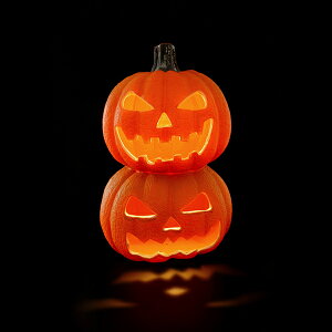 【ハロウィン】パンプキン2連ランタン 45cm 光る フラッシュ ランタン かぼちゃ パンプキン ハロウイン ハロウィーン Halloween インテリア オブジェ ディスプレイ 飾り パーティー イベント バ