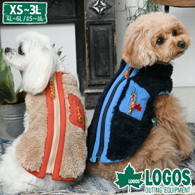 LOGOS ロゴス キルティングポケットベスト | 犬服 アウター 袖なし あったか素材 背中開き SALE