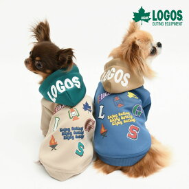 犬 服 洋服 可愛い ブランド ドッグ ウェア 秋 冬 パッチワーク パーカー フーディ 男の子 | LOGOS ロゴス パッチ風デザインパーカー 2026年 新作 26a