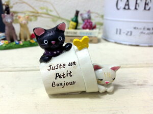 ボンジュールキャット 5e1222ミニチュア ガーデンオーナメント 置物 ガーデンオーナメント ナチュラル雑貨 ナチュラル 雑貨 猫 ネコ ねこ【開店セール1212】【RCP】