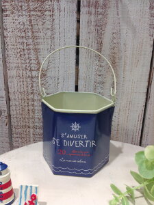 ブルーメールルダーヘキサゴン 穴なしSサイズ MC3410 Tinポット ブリキ ナチュラル雑貨 ガーデニング 多肉植物 観葉植物 ハーブ 植木鉢 マリン おしゃれ 植木鉢 鉢