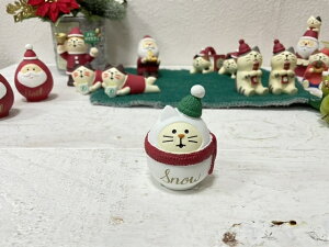 【クリスマス】雪猫だるま　コンコンブルマスコット　クリスマス ガーデンマスコット　サンタ　ガーデンオーナメント　置物　オーナメント　ナチュラル雑貨/ナチュラル　雑貨　86708