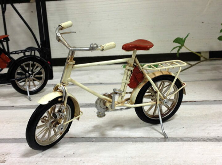 楽天市場】レトロ 自転車 ホワイトnodebiwh オブジェ アンティーク 