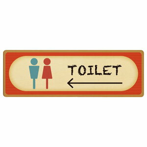 トイレ プレート 木製 男女マーク レトロ デザイン 左 矢印 長方形 12x4cm 方向案内 進路ドア サインプレート ピクトサイン トイレマーク表示 案内 注意 施設 御手洗 TOILET 安全対策