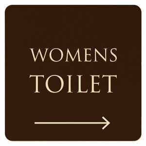 14x14cm トイレ 御手洗 TOILET トイレマーク ブラウン ナチュラル WOMENS 右 ピクトサイン 木製ドアサイン ドアプレート インテリア 施設 案内