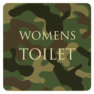27x27cm トイレ 御手洗 TOILET トイレマーク 迷彩 カラー WOMENS ピクトサイン 木製ドアサイン ドアプレート インテリア 施設 案内