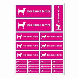 ドッグ ステッカー ジャックラッセルテリア ピンクパープル A4サイズ まとめて詰め合わせ サイズ別 長方形 21枚セット 犬種別 シール カーステッカー 愛犬 キャンプ 持ち物 ドッグフード用