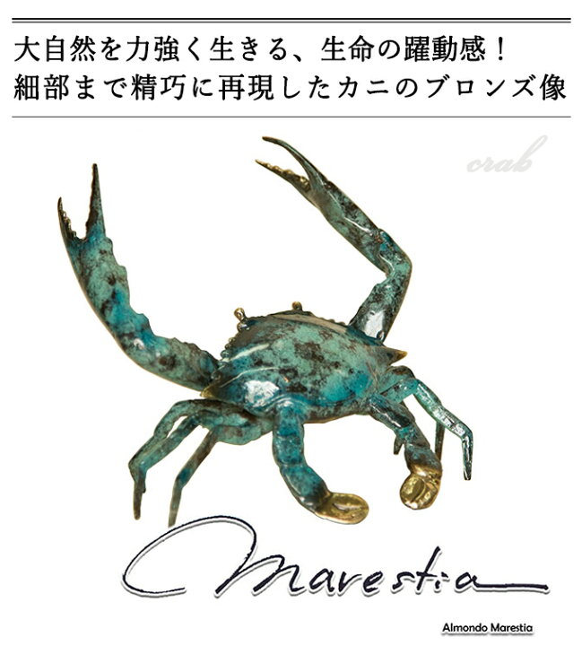 楽天市場】Marestia マレスティア ブルー・クラブ(S) 置物オブジェ 蟹 