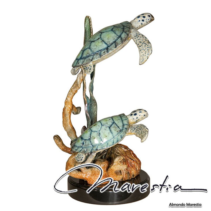 楽天市場】Marestia マレスティア 2匹の海亀 カメ タートル 置物  