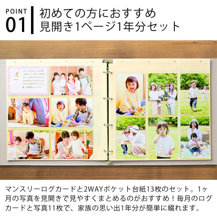 楽天市場 マークス ファミリーアルバム ポケットリフィル13枚入 L判用ログカードセット アルバム 写真 大容量 バインダー式 タテヨコ対応 ポケット台紙 2wayポケットリフィル リング式 プレゼント 手作り おしゃれ エコー写真 赤ちゃん フォトアルバム かわいい