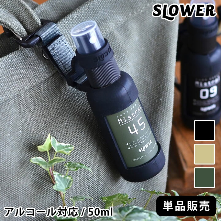 楽天市場 マラソン期間中ポイント最大23倍 カラビナ付きスプレーボトル 50ml 単品 アルコール対応 アルコールスプレー 容器 Slower スロウワー 空容器 アルコール80 まで可 スプレーボトル 詰め替えボトル 携帯 おしゃれ アウトドア 虫よけスプレー キッズ 子供