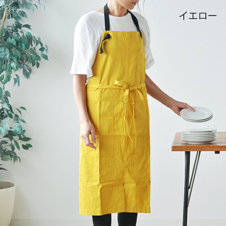 89%OFF!】 大人気 イエロー エプロン コットン おしゃれ 大人 キッチン カフェ カフェエプロン コットン生地 黄 cafe エプロン キッチン yellow