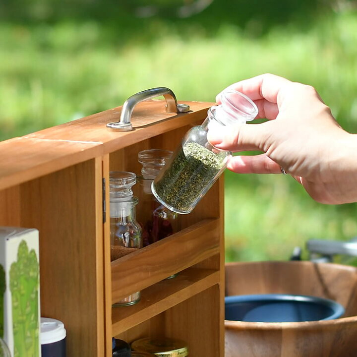 楽天市場 スパイスボックス L 木製 調味料入れ スパイスラック 持ち手付き キャンプ アウトドア 調味料 ラック 収納 おしゃれ 折りたたみ 持ち運び バーベキュー q ソロキャン ファミキャン Camper キャンパー 雑貨ショップドットコム