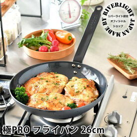 【4/25は全品ほぼP10倍！】鉄 フライパン ih リバーライト 26cm 【オフィシャルショップ限定】 極PRO ソテー用フライパン アウトドア 鉄フライパン オーブン対応 日本製 錆びにくい 極プロ 鉄製ハンドル IH対応 ガス オフィシャルショップ 【レビュー特典付】