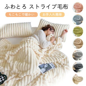 ストライプ毛布 ふわとろ 毛布 もこもこ毛布 ブランケット ふわふわ シングル セミダブル ダブル ハーフ クイーン ふわとろ毛布 ひざ掛け ブランケット モコモコ 毛布 厚手 マイクロファイ