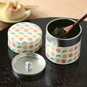 茶筒ぽッ・かん はな S 日本製 ブリキ 和紙 茶筒 内蓋 お茶 レトロモダン おしゃれ ダイヤ 径7.5cm 約100g 茶葉 保存 お菓子 小物 おすすめ かわいい
