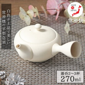 常滑焼 オフホワイト 平型 急須 急須 ティーポット 陶器 白 オフホワイト かわいい 平型 常滑焼 常滑 日本製 ティータイム 茶こし一体型 お茶 緑茶 2～3人用