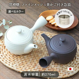 常滑焼 碗形 線段 急須 茶かご付 ファインメッシュ アミ 2色展開 | ティーポット ポット 茶こし付 小さめ 洗いやすい 270ml 日本製 陶製 陶器 ステンレス網 茶漉し 茶こし 黒 白 ブラック ホワイト モダン シンプル おしゃれ