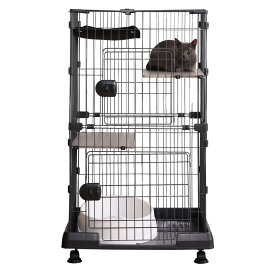 【楽天スーパーSALE実施中】アイリスオーヤマ 猫 ケージ ミニタイプ 2段 ハンモック付き マットグレー 幅69×奥行54.5×高さ115cm ?PMCC115H