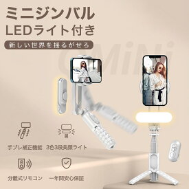 【TOKQI正規代理店】 スマホジンバル 単軸スタビライザー 美顔LEDライト付 3色3段階調光可能 手ブレ防止 ジンバル iPhone 自撮り棒 撮影セルカ棒 片手持ち 6段階伸縮調整 自動回転 リモコン付き 安定撮影 美顔 自分撮り 自撮り