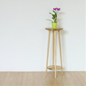 木製 おしゃれ シンプル 花台 スンカイ無垢材 丸型 ラウンド 高さ80cm 飾台