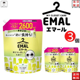 花王 エマール 詰め替え つめかえ 2600ml 3袋 大容量 柔軟剤 特大サイズ 詰替 洗濯洗剤 おしゃれ着 洗たく用洗剤 2.6kg 買い置き ストック 常備 リフレッシュグリーンの香り 伸び ヨレ 戻し 送料無料 最強配送