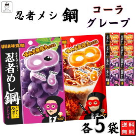お菓子 まとめ買い UHA味覚糖 忍者メシ 鋼 グレープ味 マスカット味 45g 各5袋 セット 送料無料 グミ スイーツ 駄菓子 おやつ 薄くて硬い ハードグミ アソートセット 大人のおやつ 小腹 グミキャンディ お試し 小袋 お菓子 おや
