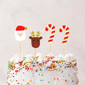 ケーキトッパー クリスマス トナカイ サンタ パーティー 飾り付け ツリー ケーキ ピック デコレーション 誕生日 お祝い プレゼント 飾り 韓国 雑貨 インテリア 可愛い おしゃれ ギフト
