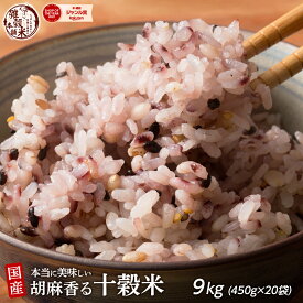 雑穀 雑穀米 国産 胡麻香る十穀米 9kg(450g×20袋) 無添加 無着色 業務用サイズ 送料無料 ダイエット食品 置き換えダイエット