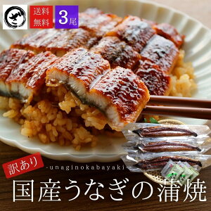 【訳あり】国産うなぎ蒲焼 3尾 (約125g×3)【送料無料】 うなぎ 鰻 ウナギ 蒲焼 うな丼