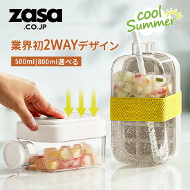 【P2倍】ZASA 製氷筒 アイスボトル アイスポット 500ml 800ml 押し出し式 ストロー付き 冷水筒 製氷皿 ワンタッチ プレス式製氷ポット 取り出しやすい アイスキューブ 脱着簡単 ワンプッシュ ストックボトル アイスコーヒー対応 製氷器 夏ギフト