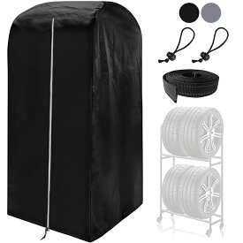 ZATOOTO 部分即納 タイヤラックカバー ジッパー付 タイヤスタンド 収納カバー 保管カバー カバー単品 カバーのみ 屋外 室内 タイヤ4本収納 420D 厚手 防水 紫外線 劣化 汚れ防止 収納袋付き ホコリ 防塵 保管 保存 アクセサリー