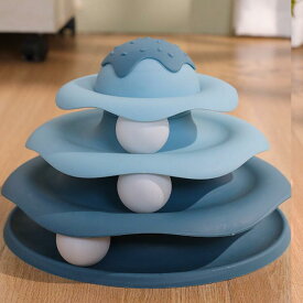 おもちゃ 猫用品　運動不足 ストレス　運動不足解消 ペット用品 ペットグッズ　PP素材　4colors　動く 元気 ゴロゴロ　安い 耐久性　4階タワー　猫用 知育玩具 一人遊び　ボール回転盤 ボール　人気 猫の大好物