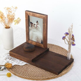 ペット 仏壇 遺影 供養 写真立て フォトフレーム 木製 メモリアルケース 花立 ペット仏具 遺毛 手元供養 ペット供養台 オープン型仏壇 犬 猫 鳥