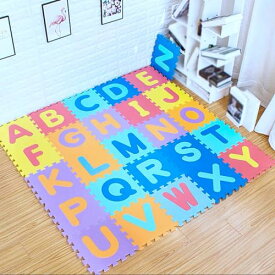 ジョイントマット 知育 英字 数字 パズルマット 防音 弾力良く 柔らかい ケガ防止 クッションマット ノンホルムアルデヒド 防水 汚れ防止 洗える タイルマット 床保護 インテリア 子供部屋 30x30x0.8cm
