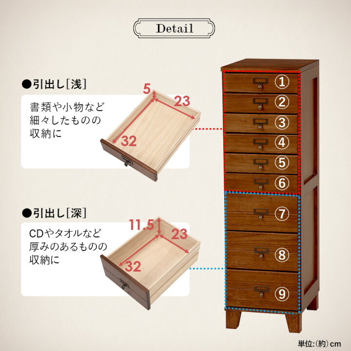 楽天市場】多段チェスト 9段チェスト チェスト 書類入れ ファイル収納 