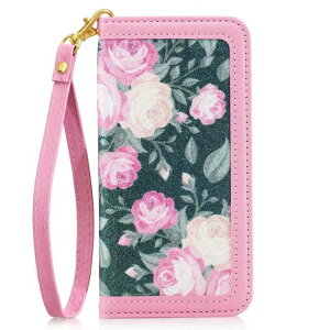 iPhone12mini ケース カバー 手帳型 花柄 レトロ プリズムラメ 大人かわいい ミラー付き ストラップ付き カード収納 スタンド機能 キラキラ グリッター シャイニー フラワー ブーケ フローラル