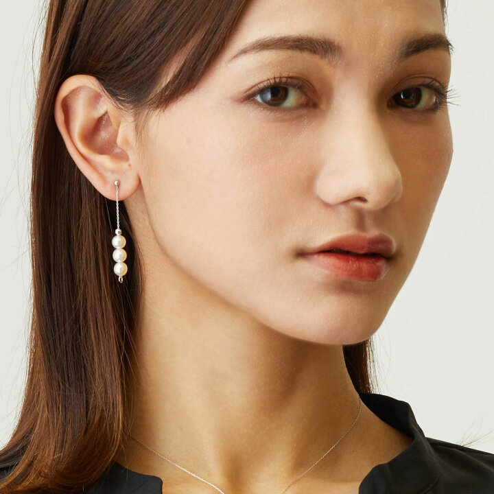 楽天市場】ピアス レディース あこや真珠 パール 2way フープ ロング 