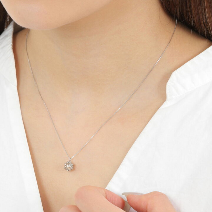 楽天市場】ネックレス レディース PT 天然ダイヤモンド 1ct 6本爪 