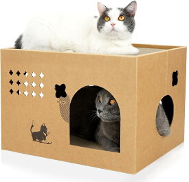 猫 爪とぎ 段ボール キャットハウス 猫用 つめとぎ ダンボールハウス 猫ベッド 通気 丈夫 ストレス解消 組立簡単