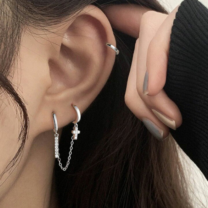 楽天市場】【1000円均一】クロス リング 銀針ピアス☆ビアス 