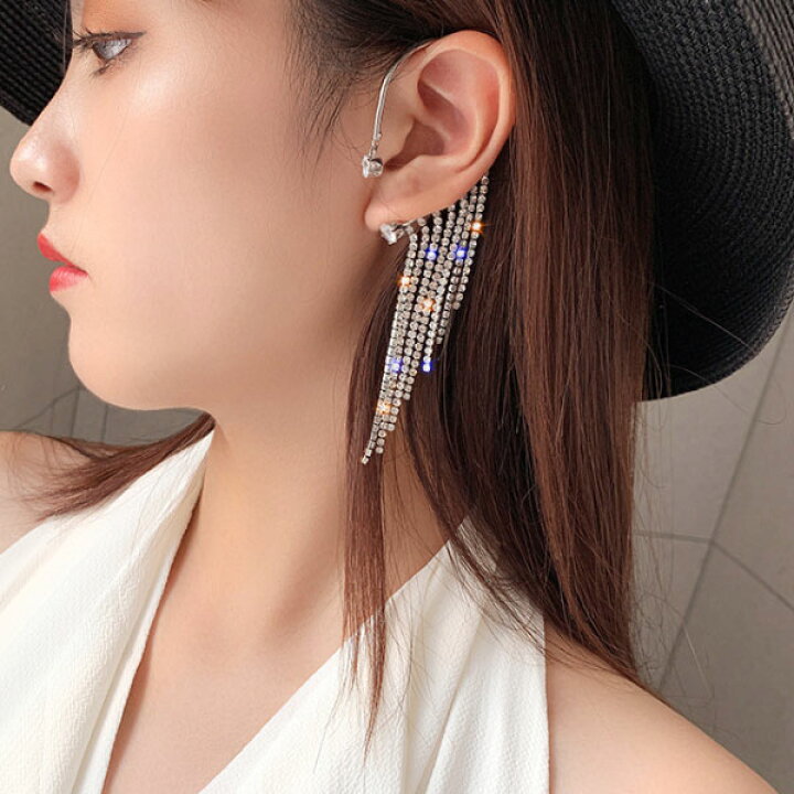 楽天市場】【片耳用/1個】【穴あけ不要】ラインストーン レディース  