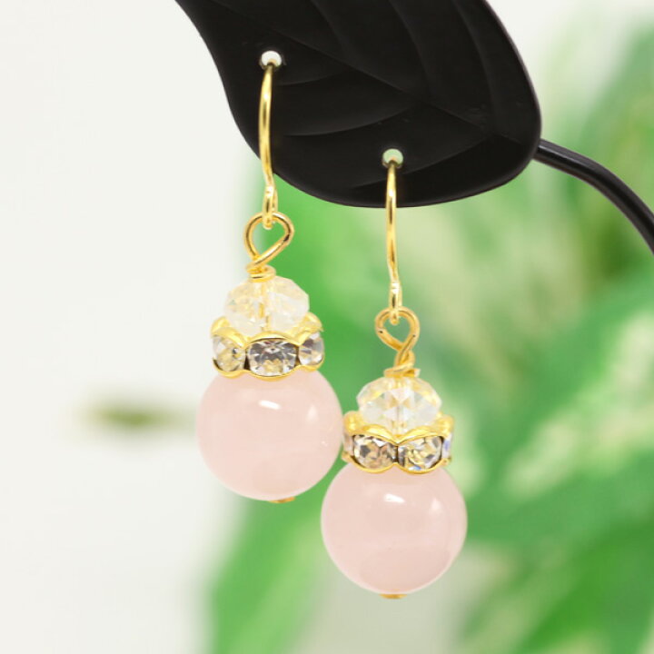 楽天市場】【500円均一】天然石 ローズクォーツ10mm＆水晶ビーズ  