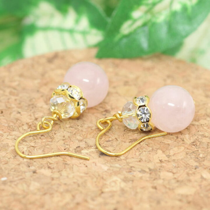 楽天市場】【500円均一】天然石 ローズクォーツ10mm＆水晶ビーズ 