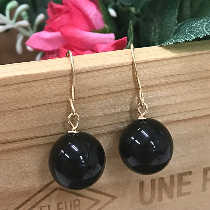 楽天市場】【500円均一】ブラックオニキス12mm玉 天然石ピアス 金属  